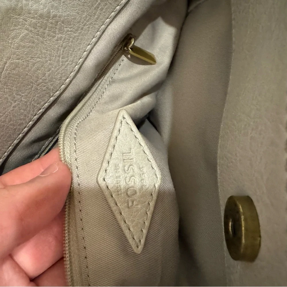 Fossil Lane Satchel Neutral Cream Brown Multi